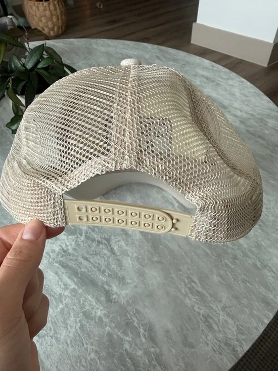 Anthropologie Beige 'Cowboy Hat' Trucker Cap with Brown Trim - Picture 3 of 7